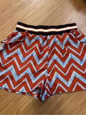 Scotch & Soda Rust and Blue Zigzag Elastic Waist Athletic Shorts
